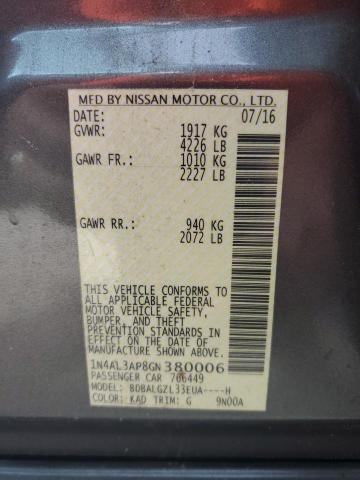 1N4AL3AP8GN380006 - 2016 NISSAN ALTIMA 2.5 GRAY photo 12