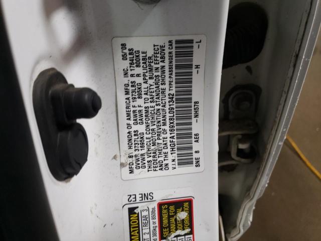 1HGFA169X8L091342 - 2008 HONDA CIVIC EXL WHITE photo 12