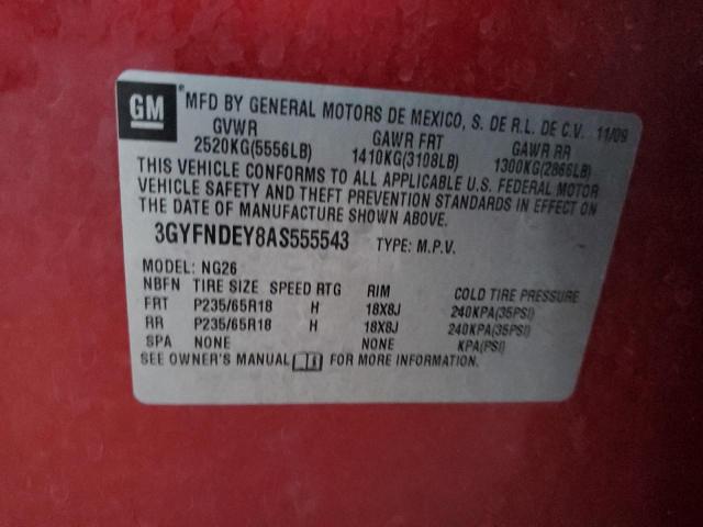 3GYFNDEY8AS555543 - 2010 CADILLAC SRX LUXURY COLLECTION RED photo 14