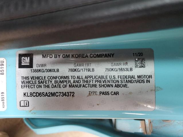 KL8CD6SA2MC734372 - 2021 CHEVROLET SPARK 1LT TURQUOISE photo 13