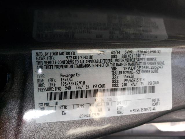 1FADP3E26EL285243 - 2014 FORD FOCUS S GRAY photo 13