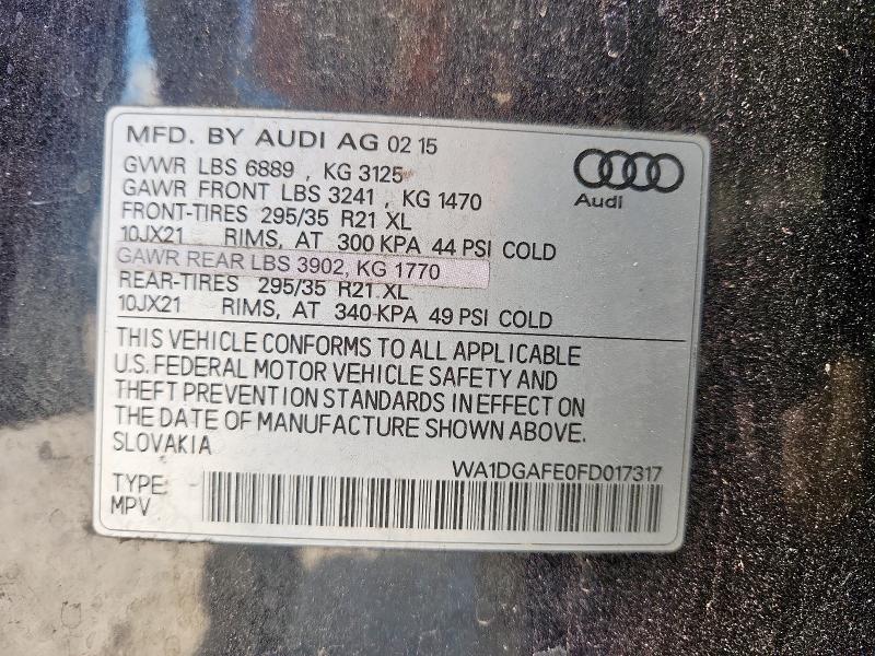 WA1DGAFE0FD017317 - 2015 AUDI Q7 PRESTIGE Negro foto 13