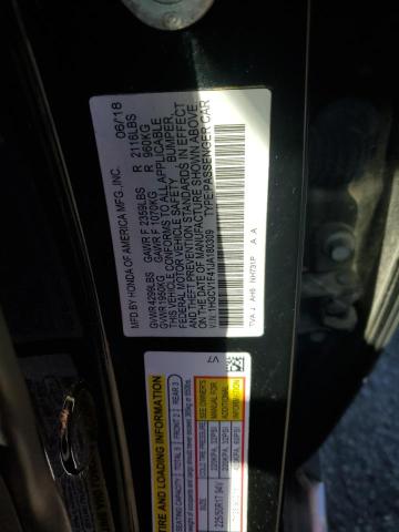 1HGCV1F41JA180309 - 2018 HONDA ACCORD EX BLACK photo 12