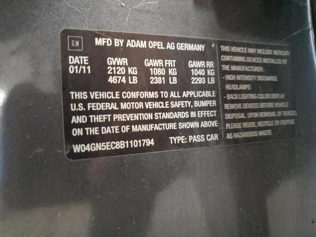 W04GN5EC8B1101794 - 2011 BUICK REGAL CXL GRAY photo 12
