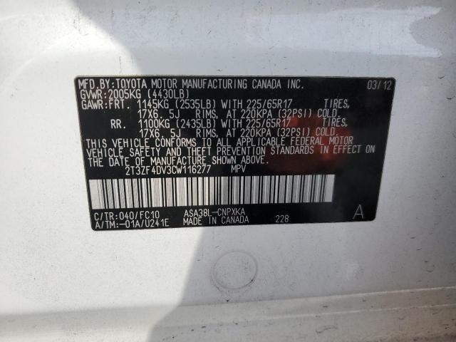 2T3ZF4DV3CW116277 - 2012 TOYOTA RAV4 Ağ foto 14