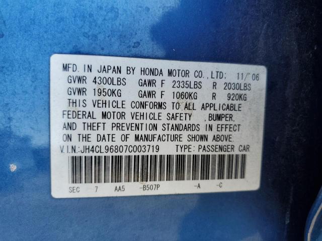 JH4CL96807C003719 - 2007 ACURA TSX BLUE photo 12