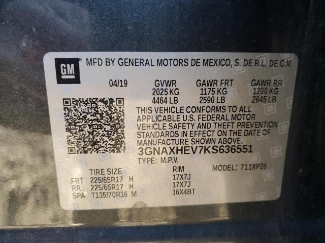 3GNAXHEV7KS636551 - 2019 CHEVROLET EQUINOX LS Boz foto 13