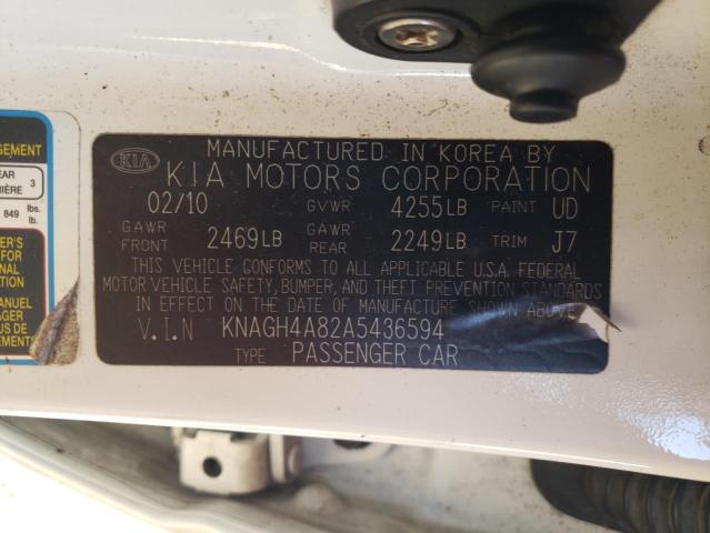 KNAGH4A82A5436594 - 2010 KIA OPTIMA EX 白色 照片 12