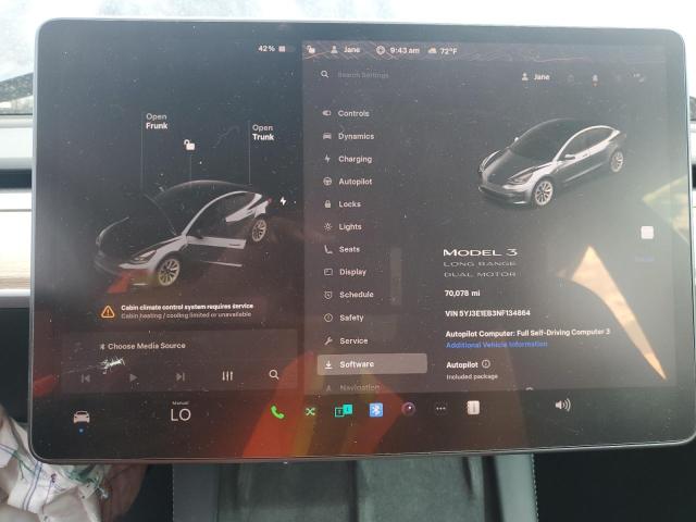 5YJ3E1EB3NF134864 - 2022 TESLA MODEL 3 Сұр фото 9