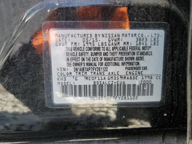 3N1AB7AP7FY281122 - 2015 NISSAN SENTRA S BLACK photo 12