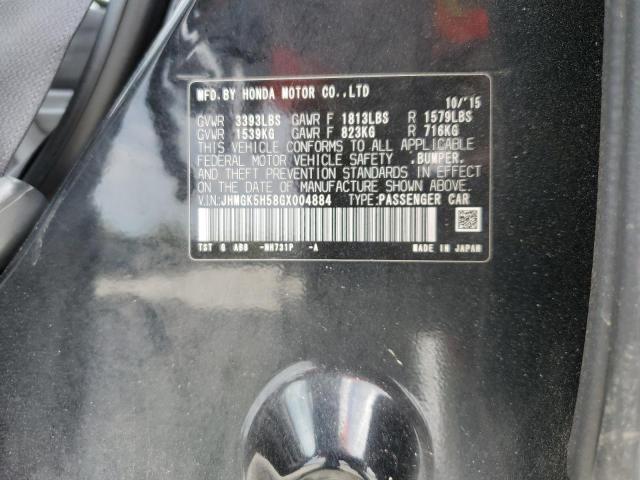 JHMGK5H58GX004884 - 2016 HONDA FIT LX 黑色 照片 12