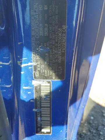 KNAFU6A27C5569658 - 2012 KIA FORTE EX 蓝色 照片 12