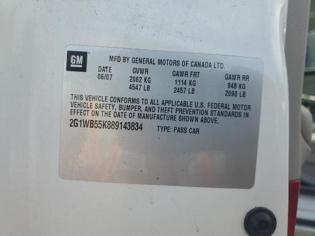 2G1WB55K889143834 - 2008 CHEVROLET IMPALA LS WHITE photo 12