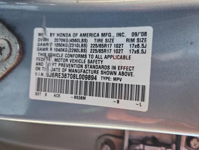 5J6RE38708L009894 - 2008 HONDA CR-V EXL SILVER photo 13