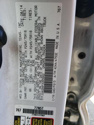 5TFJU4GN4FX065662 - 2015 TOYOTA TACOMA DOUBLE CAB PRERUNNER WHITE photo 12