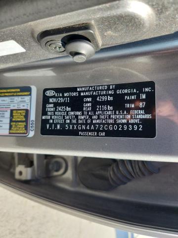 5XXGN4A72CG029392 - 2012 KIA OPTIMA EX 灰色 照片 12