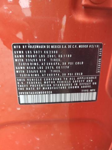 3VV2B7AX4KM099320 - 2019 VOLKSWAGEN TIGUAN SE Orange Foto 13
