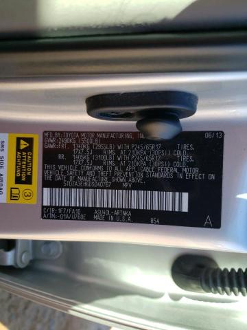 5TDZA3EH6DS040767 - 2013 TOYOTA HIGHLANDER BASE Plata foto 13