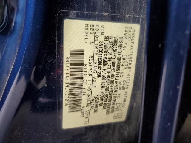 3N1CC11E09L427296 - 2009 NISSAN VERSA S BLUE photo 12