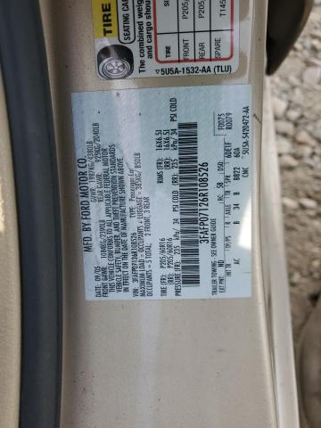 3FAFP07126R108526 - 2006 FORD FUSION SE TAN photo 12