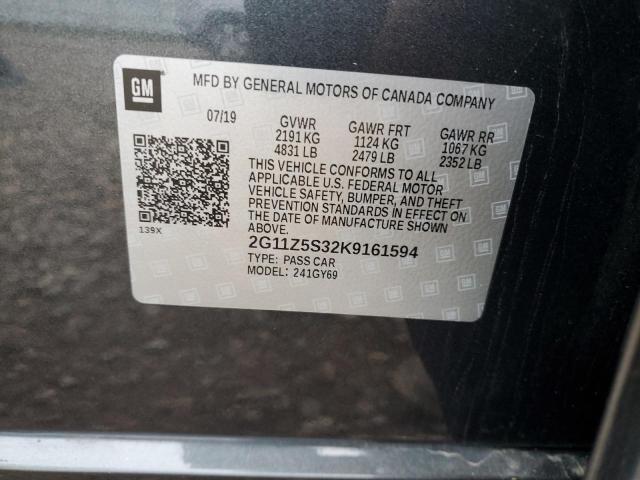 2G11Z5S32K9161594 - 2019 CHEVROLET IMPALA LT 灰色 照片 12