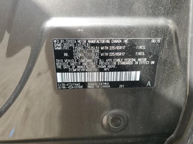 2T3WFREV8FW200193 - 2015 TOYOTA RAV4 XLE SILVER photo 13