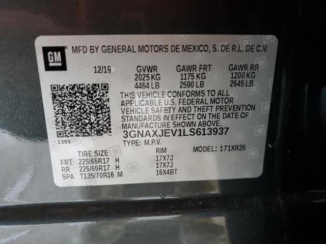 3GNAXJEV1LS613937 - 2020 CHEVROLET EQUINOX LT GRAY photo 14