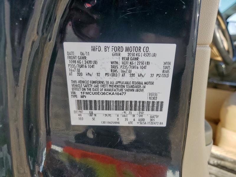 1FMCU0EG6CKA10477 - 2012 FORD ESCAPE LIMITED BLACK photo 13