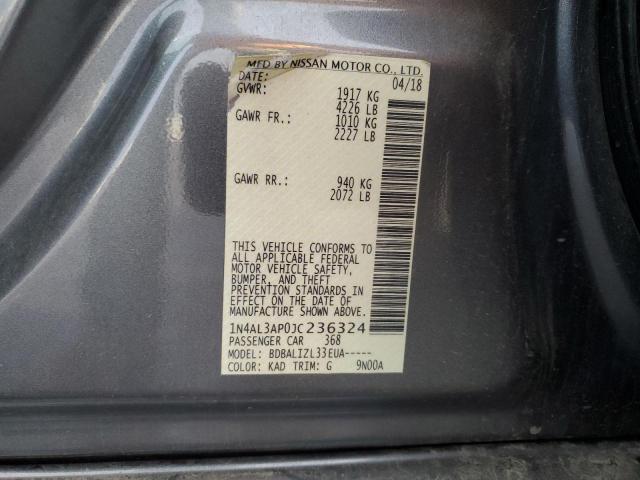 1N4AL3AP0JC236324 - 2018 NISSAN ALTIMA 2.5 Մոխրագույն լուսանկար 12