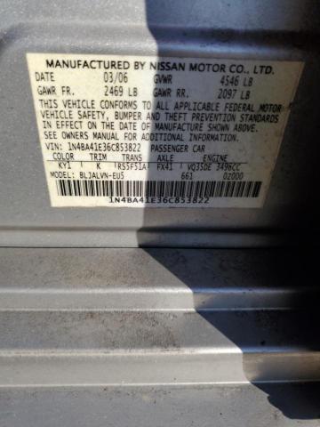 1N4BA41E36C853822 - 2006 NISSAN MAXIMA SE SILVER photo 12