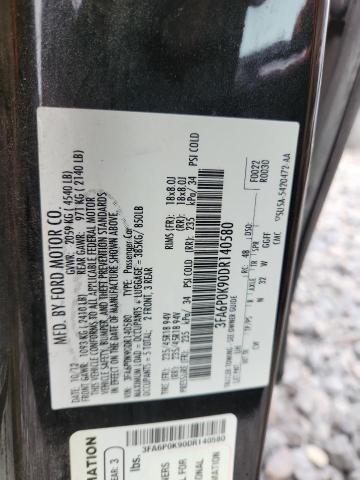 3FA6P0K90DR140580 - 2013 FORD FUSION TITANIUM შავი ფოტო 12