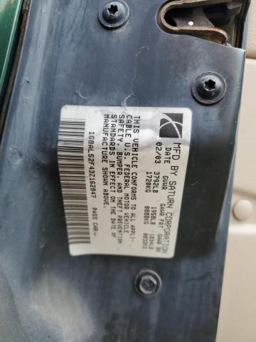 1G8AL52F43Z162847 - 2003 SATURN ION LEVEL 3 GREEN photo 12