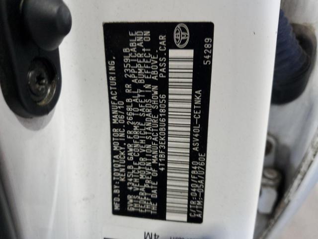 4T1BF3EK0BU618056 - 2011 TOYOTA CAMRY BASE Weiß Foto 12