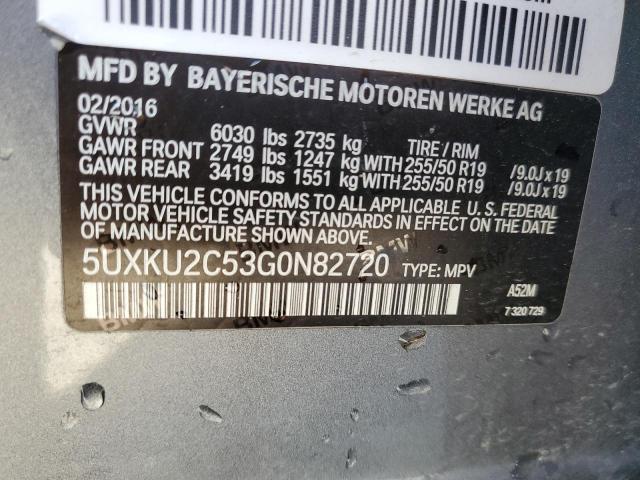 5UXKU2C53G0N82720 - 2016 BMW X6 XDRIVE35I GRAY photo 13