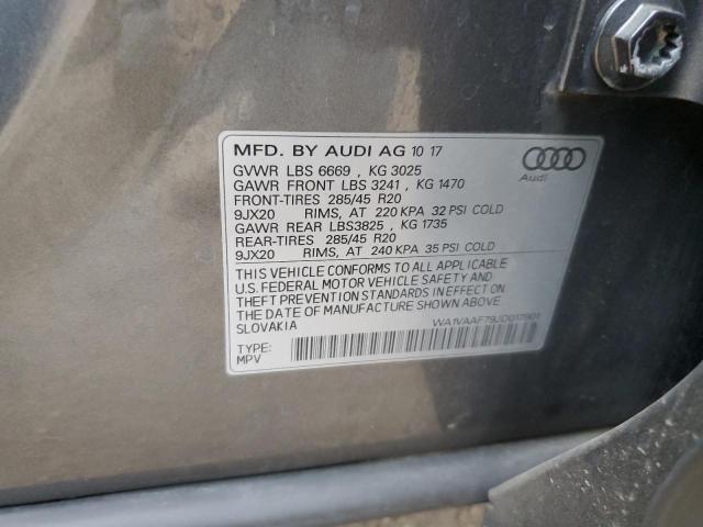 WA1VAAF79JD017901 - 2018 AUDI Q7 PRESTIGE Gris photo 13