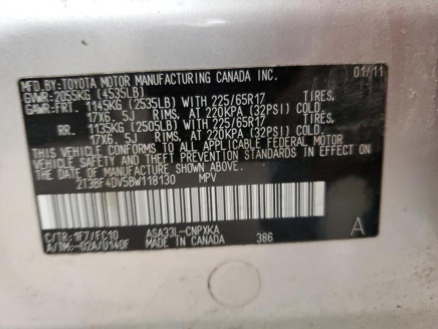 2T3BF4DV5BW118130 - 2011 TOYOTA RAV4 SILVER photo 13