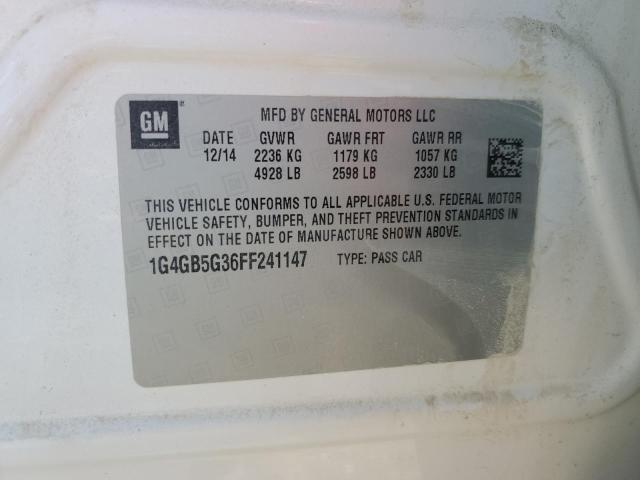 1G4GB5G36FF241147 - 2015 BUICK LACROSSE WHITE photo 12