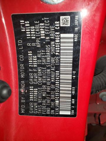 JHMFC1F37JX024280 - 2018 HONDA CIVIC EX წითელი ფოტო 12