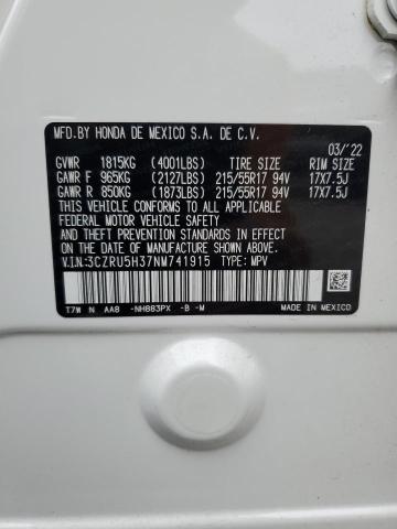 3CZRU5H37NM741915 - 2022 HONDA HR-V LX WHITE photo 13