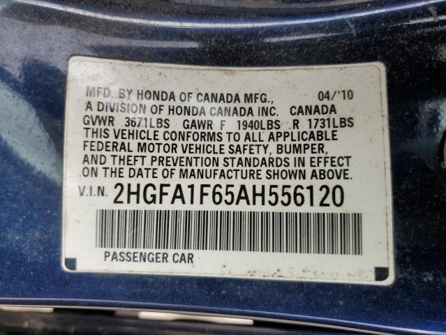 2HGFA1F65AH556120 - 2010 HONDA CIVIC LX-S 蓝色 照片 12