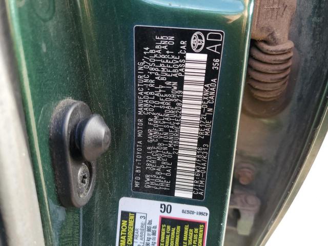 2T1BURHE4EC208719 - 2014 TOYOTA COROLLA L GREEN photo 12