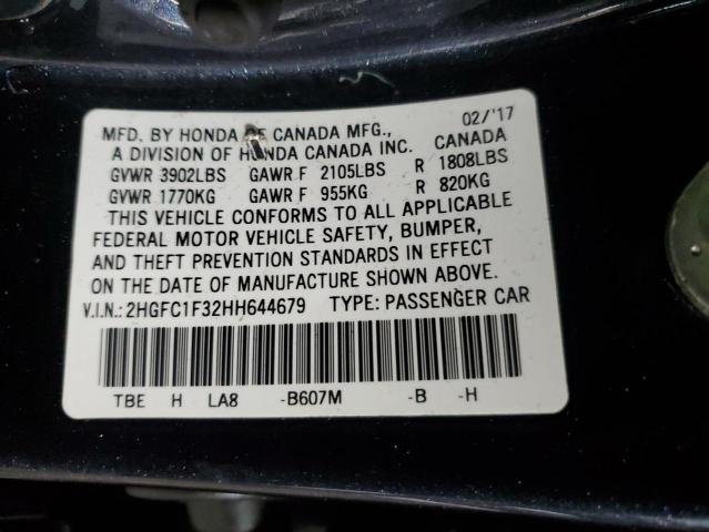 2HGFC1F32HH644679 - 2017 HONDA CIVIC EX CHARCOAL photo 13