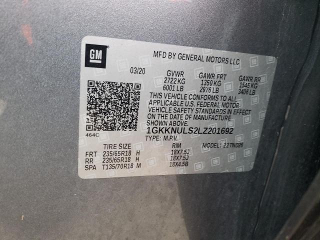 1GKKNULS2LZ201692 - 2020 GMC ACADIA SLT GRAY photo 13