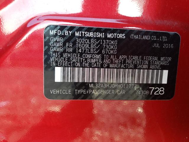 ML32A3HJ0HH011777 - 2017 MITSUBISHI MIRAGE ES RED photo 13