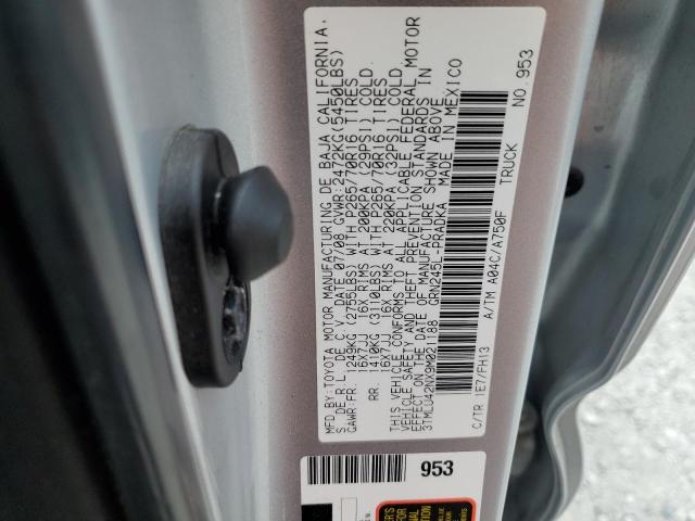 3TMLU42NX9M021188 - 2009 TOYOTA TACOMA DOUBLE CAB Plata foto 12