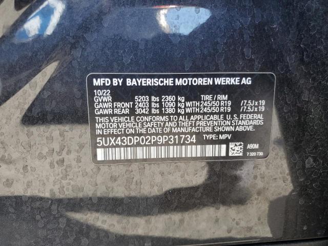 5UX43DP02P9P31734 - 2023 BMW X3 SDRIVE30I BLACK photo 14