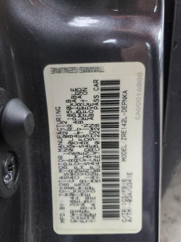 5YFBU4EE7CP012228 - 2012 TOYOTA COROLLA BASE Gris foto 13