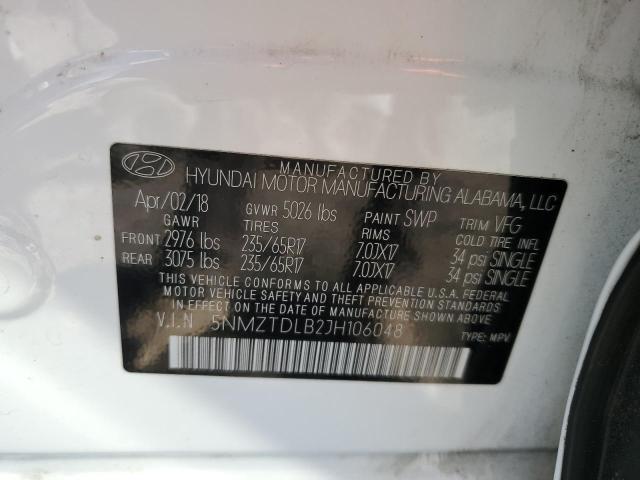 5NMZTDLB2JH106048 - 2018 HYUNDAI SANTA FE S WHITE photo 14