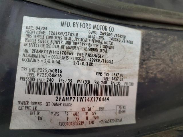 2FAHP71W14X170469 - 2004 FORD CROWN VICT POLICE INTERCEPTOR BLUE photo 12