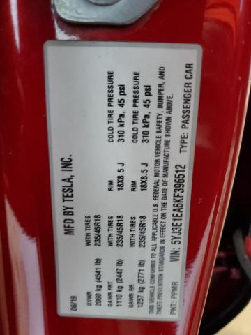 5YJ3E1EA6KF396512 - 2019 TESLA MODEL 3 RED photo 13